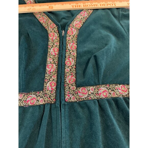 Vtg Danielle Green Velvet Jumper Wide Leg Zip Closure women’s M-L 70 style Read - Picture 9 of 16